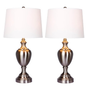 Fangio Lighting 30 Metal Table Lamp Brushed Steel Set of 2 W-1566bs-2pk - All