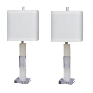 Fangio Lighting 26 Stacked Block Table Lamps Clear/Snow Set of 2 W-5152-2pk - All