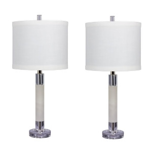 Fangio Lighting 26 Smooth Column Table Lamps Clear/Snow Set of 2 W-5151-2pk - All