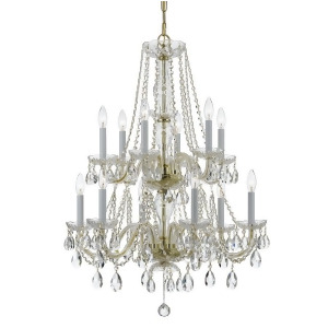 Crystorama Traditional 12 Lt Clear Crystal Brass Chandelier Iv 1137-Pb-cl-mwp - All