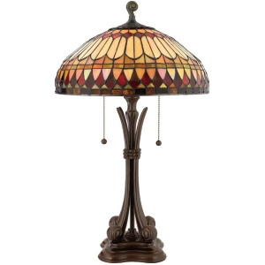 Quoizel 2 Light West End Tiffany Table Lamp Brushed Bullion Tf6660bb - All
