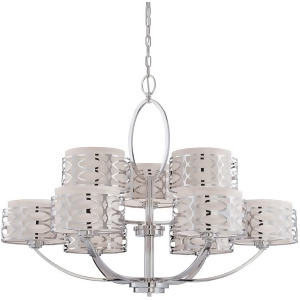 Nuvo Harlow 9 Light Chandelier w/ Slate Gray Fabric Shades 60-4630 - All