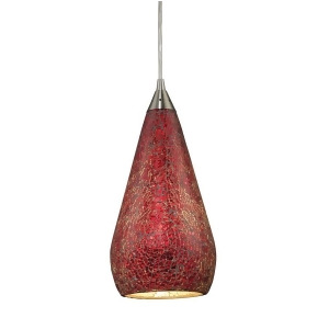 Elk Lighting Curvalo 1 Light Pendant Satin Nickel w/ Ruby Crackle 546-1Rby-crc - All