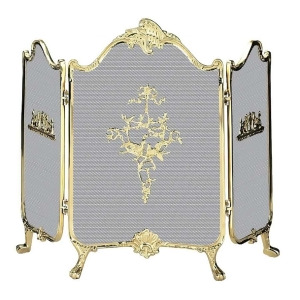 Uniflame 3 Fold Ornate Fully Cast Solid Brass Screen S-9099 - All