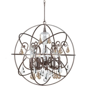 Crystorama Solaris 6 Lt Gold Crystal Bronze Sphere Chandelier I 9028-Eb-gs-mwp - All