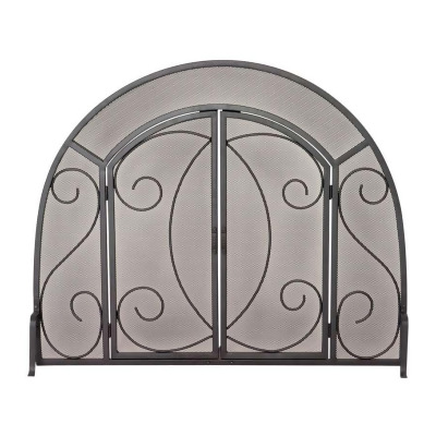 Uniflame Single Panel Black Wrought Iron Ornate Screen Doors S