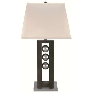 Lite Source Table Lamp Polished Steel Dark Brown w/ Off-White Fabric Lsf-2450 - All
