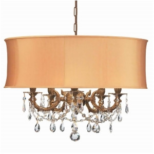 Crystorama Gramercy 5 Lt Brass Gold Drum Shade Mini Chandelier 5535-Ag-shg-clm - All