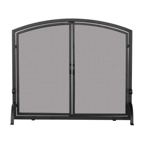 Uniflame Single Panel Black Wrought Iron Screen w/ Doors- Medium S-1062 - All