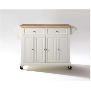 Crosley Furniture Natural Wood Top Kitchen Cart/Island in White Kf30001ewh - All