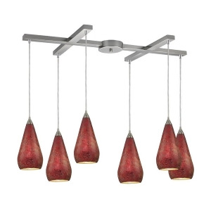 Elk Lighting Curvalo 6 Light Pendant Satin Nickel w/ Ruby Crackle 546-6Rby-crc - All