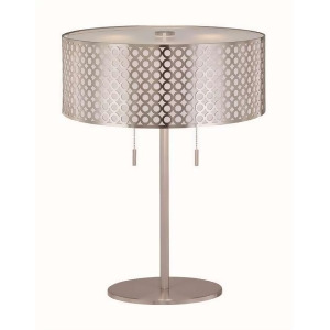 Lite Source Table Lamp Polished Steel Net Metal Shade White Ls-21519ps - All