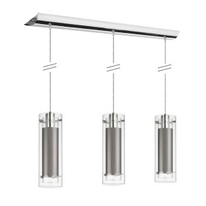 Dainolite 3 Light Polished Chrome Pendant Clear Frosted Glass 22153-834-Pc - All