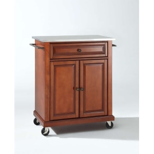Crosley Stainless Steel Top Portable Kitchen Cart/Island Cherry Kf30022ech - All