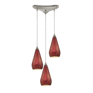 Elk Lighting Curvalo 3 Light Pendant Satin Nickel w/ Ruby Crackle 546-3Rby-crc - All