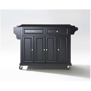 Crosley Solid Black Granite Top Kitchen Cart/Island Black Kf30004ebk - All