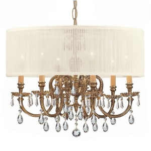 Crystorama Brentwood 6 Light Drum Shade Brass Chandelier 2916-Ob-saw-clm - All