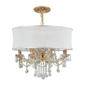Crystorama Brentwood Chandelier Clear Crystal White Silk Shade 4489-Gd-smw-clm - All