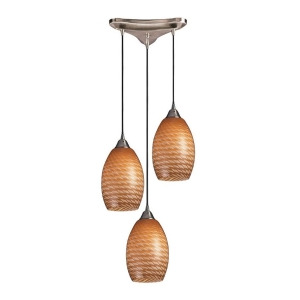 Elk Lighting Mulinello 3 Light Pendant in Satin Nickel and Coco Glass 517-3C - All
