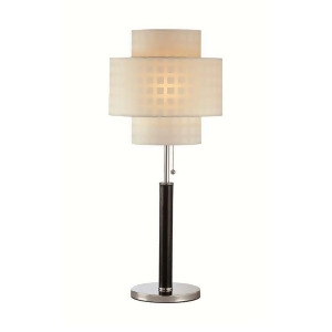 Lite Source Table Lamp Leather Pole White Grid Pattern Shade Ls-20290 - All