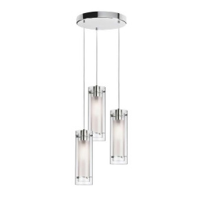 Dainolite 3 Light Round Pendant Polished Chrome Frosted Glass 12153R-cf-pc - All