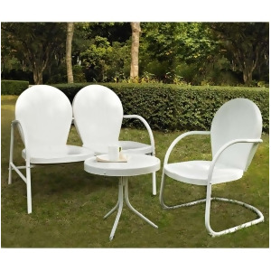 Crosley Griffith 3 Piece Metal Outdoor Seating Set Ko10003wh - All