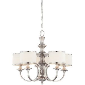 Nuvo Candice 5 Light Chandelier w/ Pleated White Shades 60-4735 - All