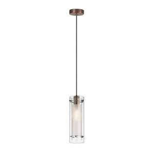 Dainolite 1 Light Pendant Oil Brushed Bronze Clear Frosted Glass 22152-Cf-obb - All