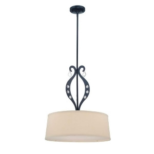Lite Source Ceiling Lamp Black Crystal Deco. Linen Shade Ls-19642 - All