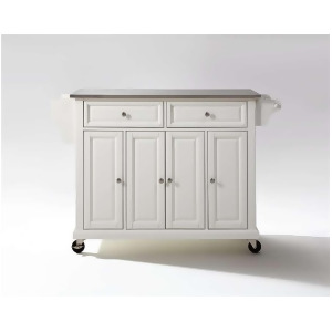 Crosley Stainless Steel Top Kitchen Cart/Island in White Kf30002ewh - All
