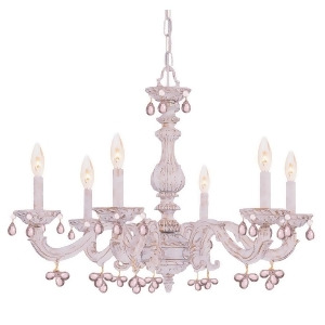 Crystorama Paris Market 6 Lt Rose Crystal Antq White Chandelier 5226-Aw-rosa - All