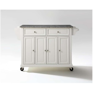 Crosley Solid Granite Top Kitchen Cart/Island in White Kf30003ewh - All
