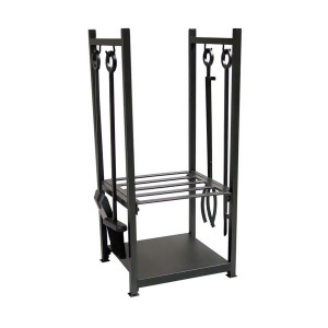 Uniflame Black Wrought Iron Log Rack With Tools W-1052 - All