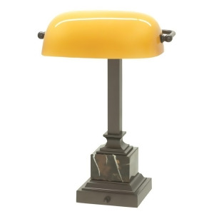House of Troy Mahogany Bronze Amber Glass Desk Lamp Dsk430-mb - All