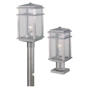 Feiss Mission Lodge 1-Light Post in Brushed Aluminum Ol3407bral - All