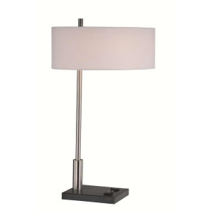 Lite Source Table Lamp Polished Steel Black White Fabric Ls-21396 - All