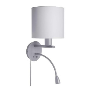 Dainolite Satin Chrome Wall Sconce w/ Led Reading Lamp White Shade Dled410-w-sc - All