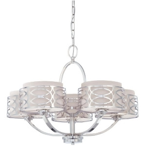 Nuvo Harlow 5 Light Chandelier w/ Slate Gray Fabric Shades 60-4625 - All