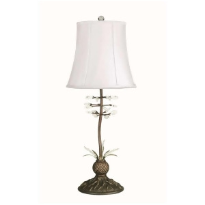Lite Source Table Lamp Antique Bronze w/ White Fabric Shade C457 - All