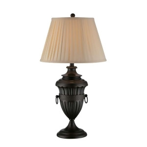 Lite Source Table Lamp Aged Black Beige Fabric Shade C41259 - All