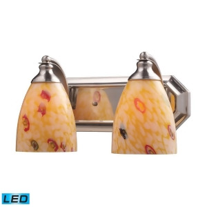 Elk 2 Light Vanity in Satin Nickel and Yellow Blaze Glass 570-2N-yw-led - All