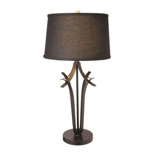Lite Source Table Lamp Antique Bronze Black Fabric Shade Ls-21934blk - All