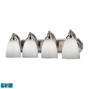Elk 4 Light Vanity in Satin Nickel and Simply White Glass 570-4N-wh-led - All