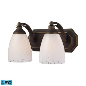 Elk Lighting 2 Light Vanity in Aged Bronze and Snow White Glass 570-2B-sw-led - All