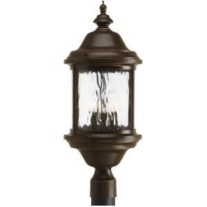 Progress Ashmore 3-Light Post Lantern Water Seeded Glass Antique Bronze P5450-20 - All