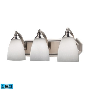 Elk 3 Light Vanity in Satin Nickel and Simply White Glass 570-3N-wh-led - All
