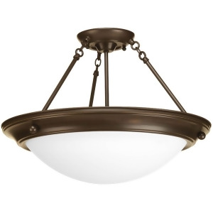 Progress Eclipse 3-Light Semi-Flush Satin White Glass in Antique Bronze P3484-20 - All