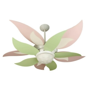 Craftmade Ceiling Fan White Bloom w/ 52 Green and Pink Blades K10367 - All