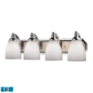 Elk 4 Light Vanity in Polished Chrome and Simply White Glass 570-4C-wh-led - All