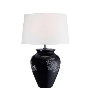 Lite Source Table Lamp Black Ceramic Body White Fabric Shade Ls-22033 - All